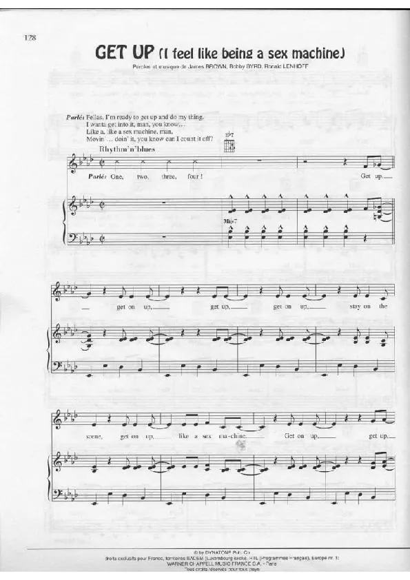 télécharger la partition d'accordéon Get up (I feel like being a sex machine) (Funk) au format PDF