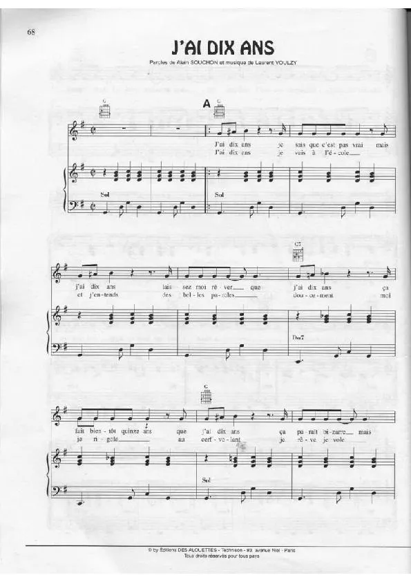 télécharger la partition d'accordéon J'ai dix ans (Swing Madison) au format PDF