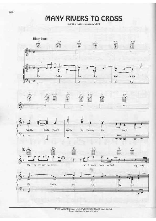télécharger la partition d'accordéon Many rivers to cross (Slow Blues) au format PDF