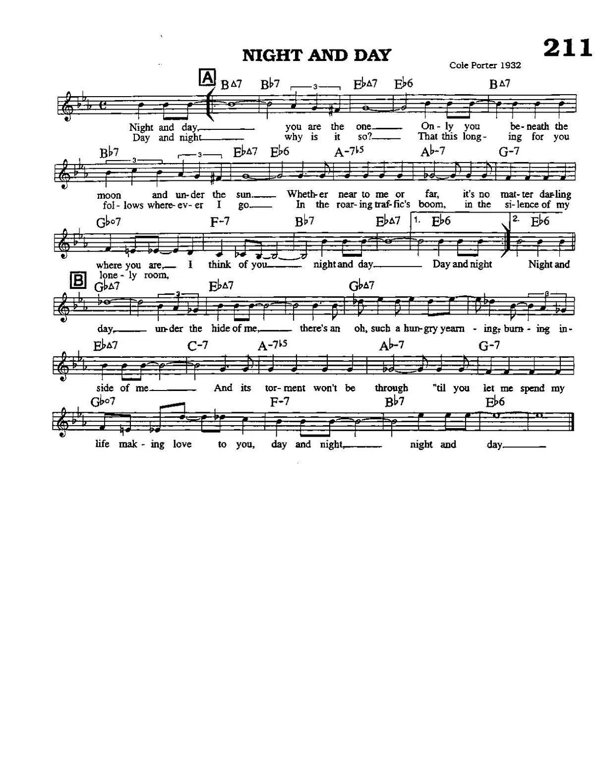 télécharger la partition d'accordéon Night and day theme (Beguine) au format PDF