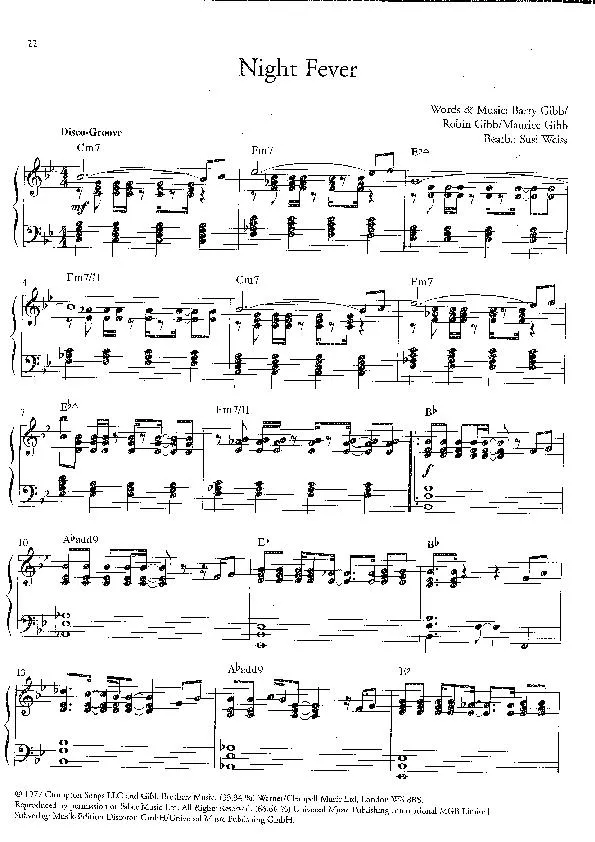 télécharger la partition d'accordéon Night fever (Interprètes : The Bee Gees) (Arrangement : Susi Weiss) (Disco Groove) au format PDF