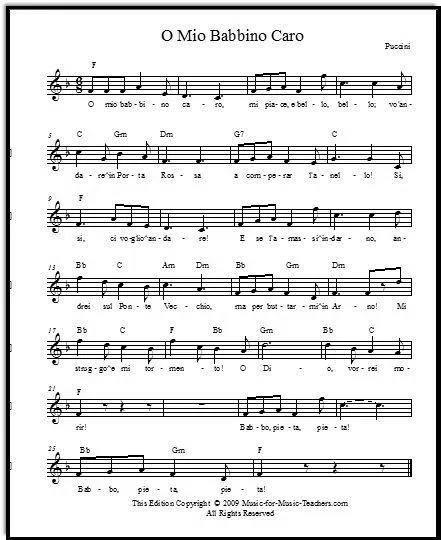 télécharger la partition d'accordéon O mio babbino caro (Oh My Beloved Father) (De l'opéra Gianni Schicchi) (Chant : Lauretta) (Slow) au format PDF