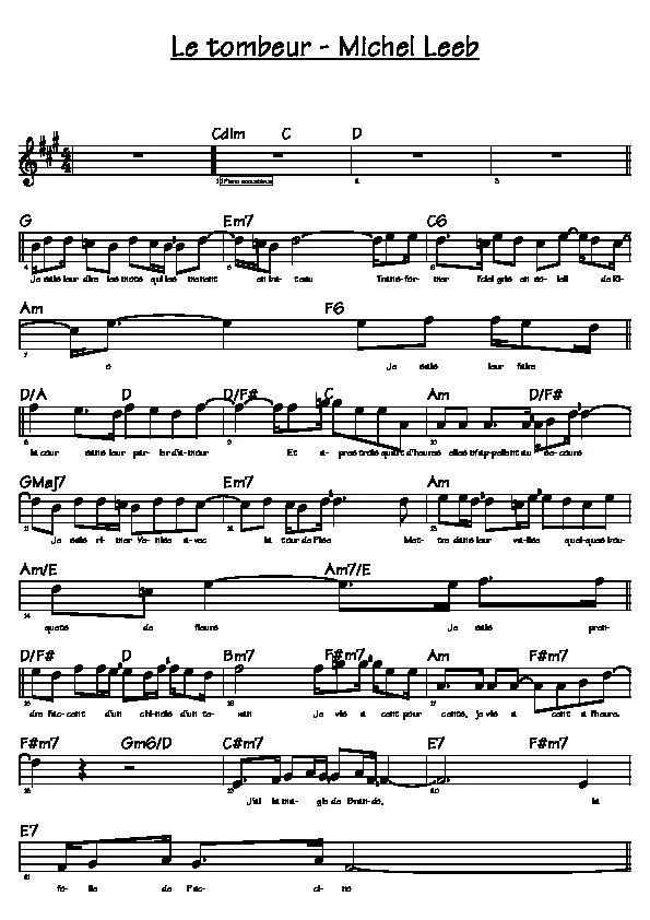 télécharger la partition d'accordéon Le Tombeur (Chant : Michel Leeb) (Relevé) au format PDF