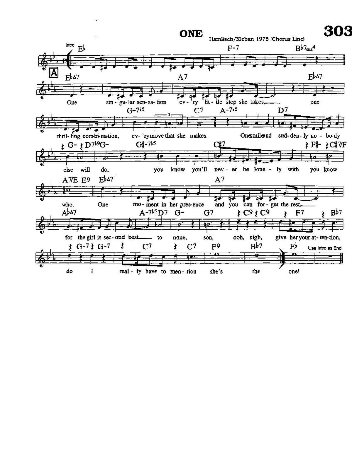 télécharger la partition d'accordéon One (Du Film : A chorus line) (Swing Madison) au format PDF
