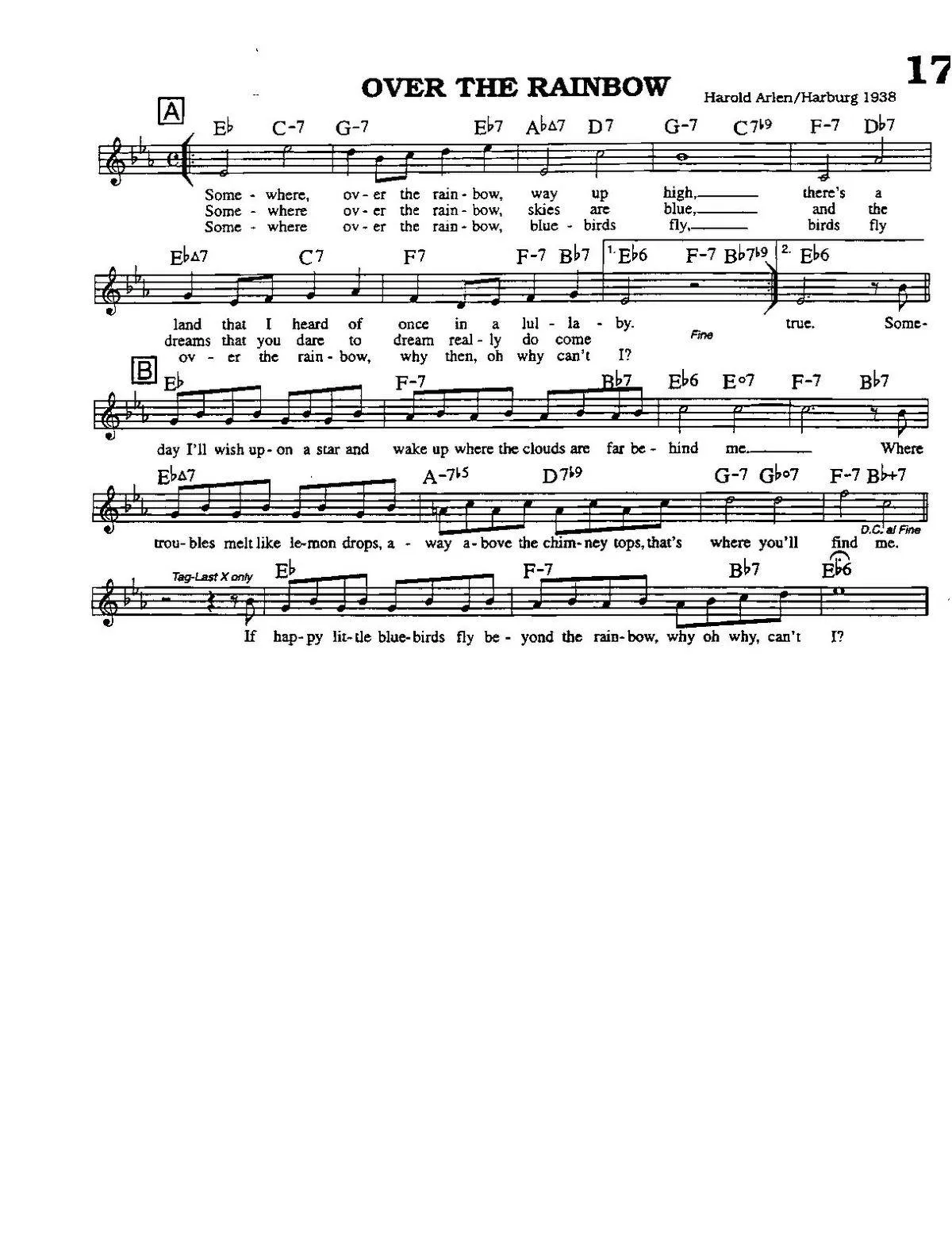 télécharger la partition d'accordéon Over the rainbow (Du Film : The Wizard of Oz) (Chant : Judy Garland) (Slow) au format PDF