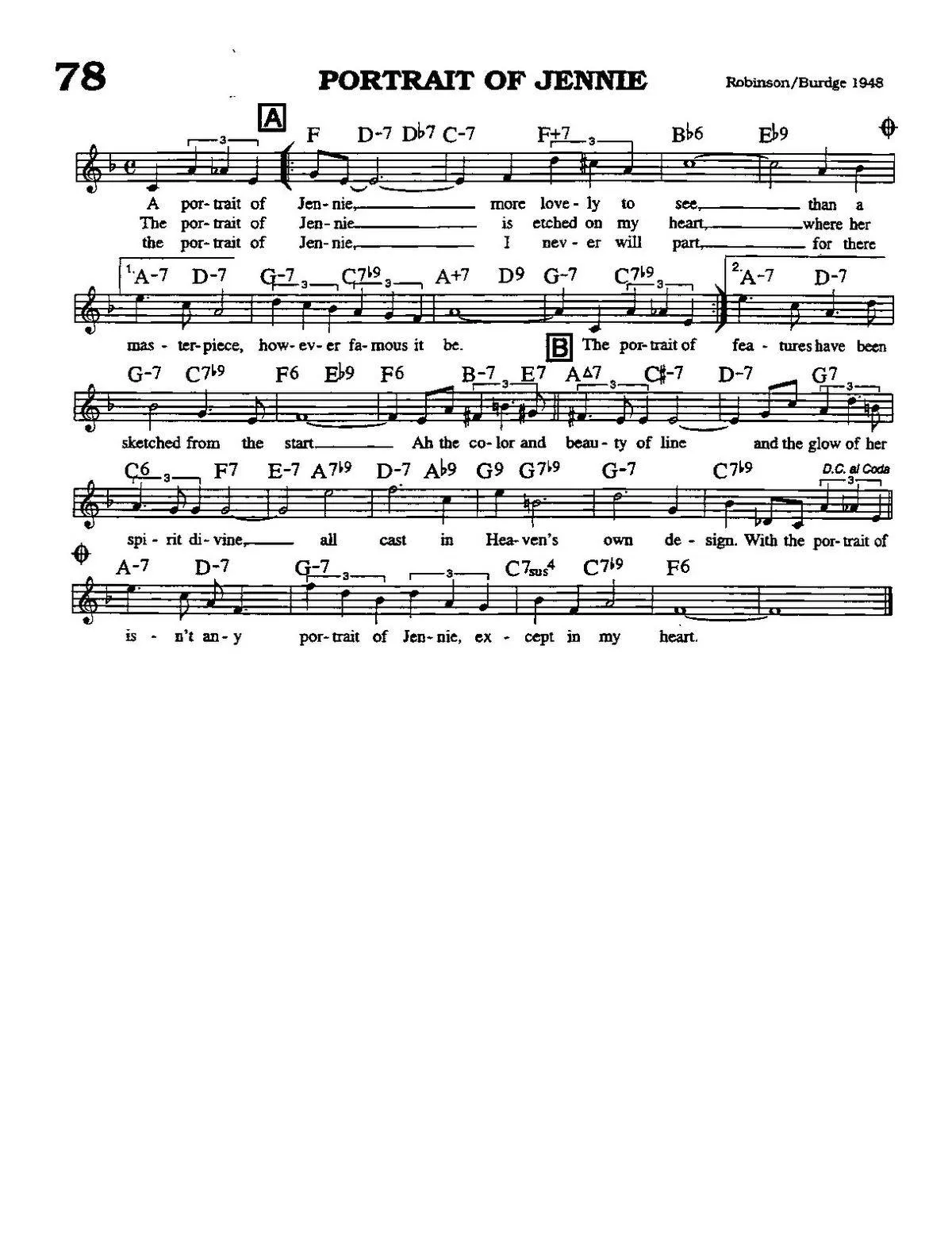télécharger la partition d'accordéon Portrait of Jennie (Chant : Nat King Cole) (Slow) au format PDF