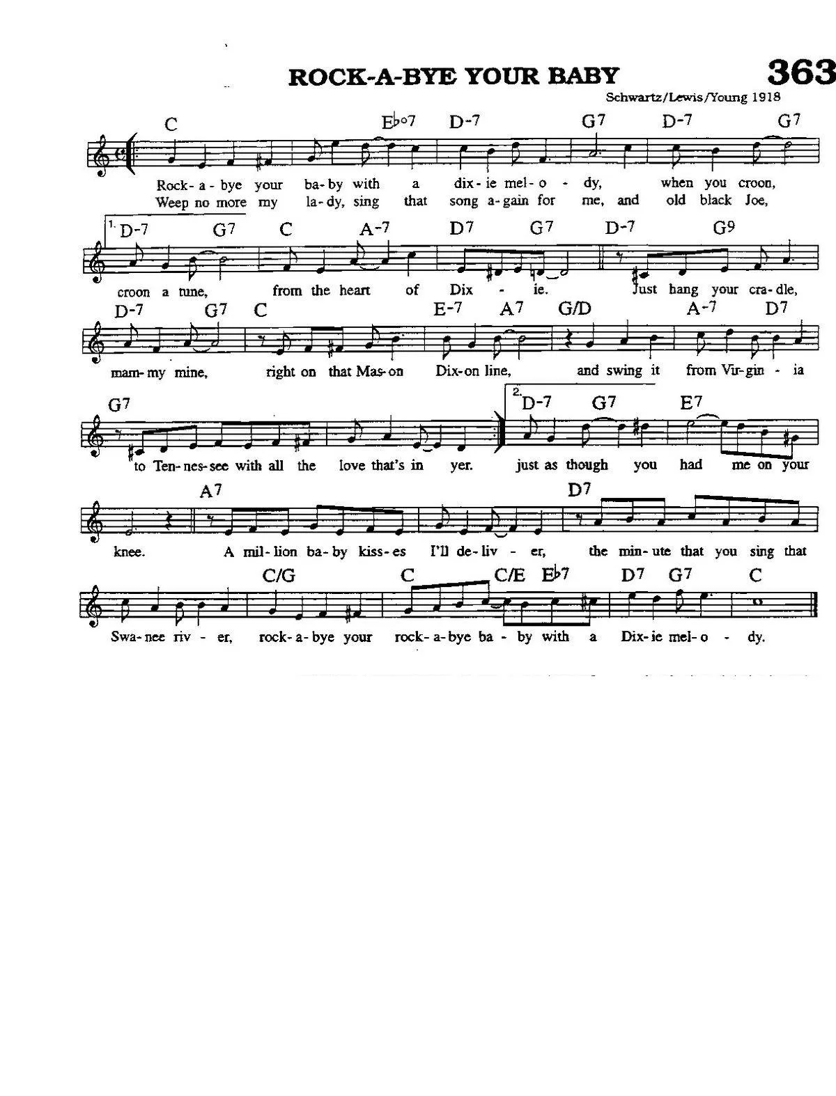 télécharger la partition d'accordéon Rock a bye your baby with a dixie melody (Chant : Dean Martin) (Slow Fox-Trot) au format PDF