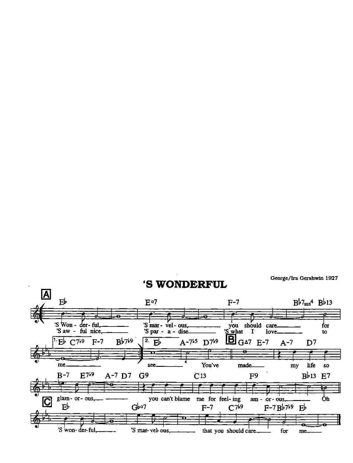 télécharger la partition d'accordéon 'S Wonderful au format PDF
