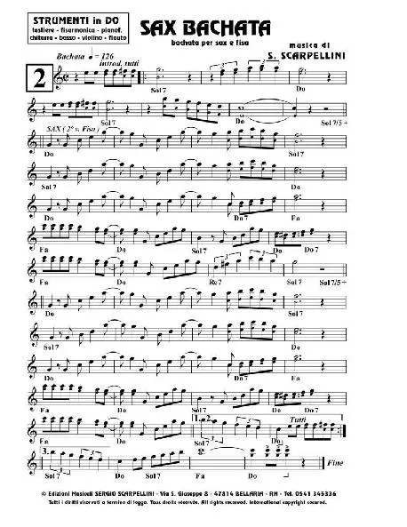 télécharger la partition d'accordéon Sax bachata au format PDF