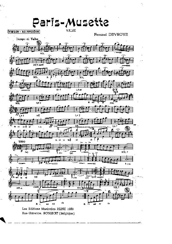 télécharger la partition d'accordéon Paris Musette (Valse) au format PDF