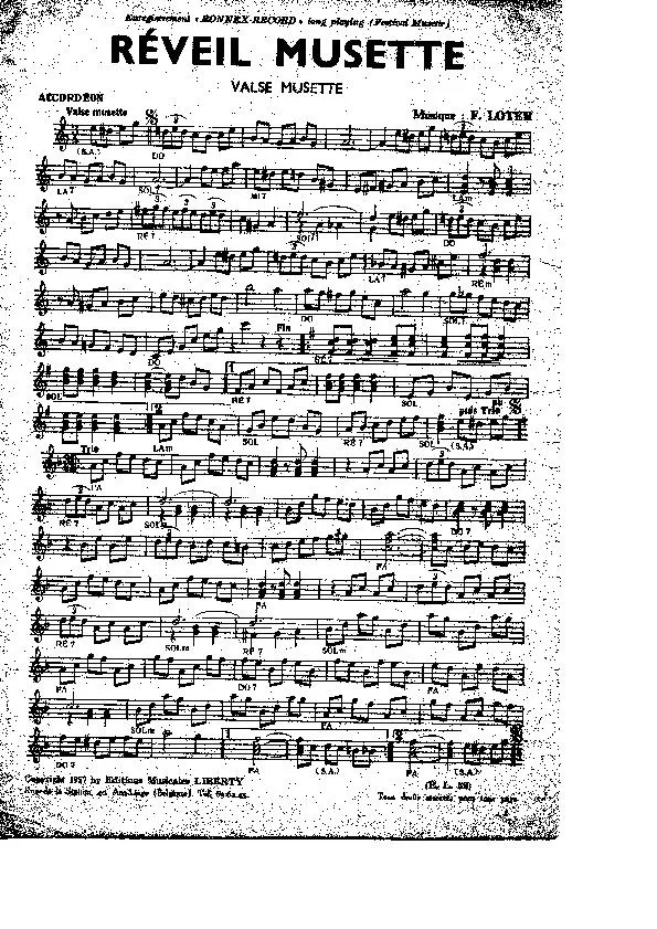 télécharger la partition d'accordéon Réveil musette (Valse Musette) au format PDF