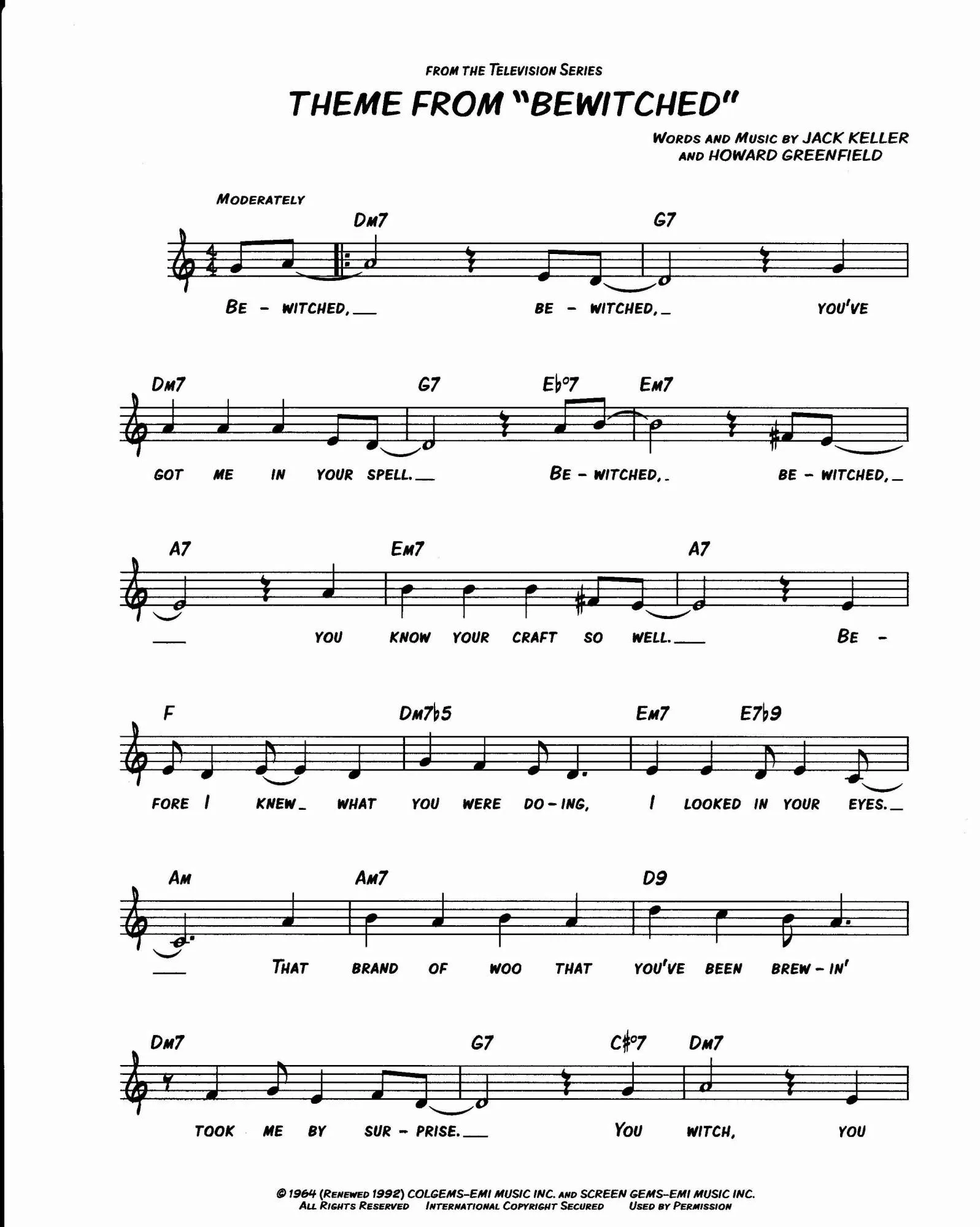 télécharger la partition d'accordéon Theme from Bewitched (Ma sorcière bien-aimée) au format PDF