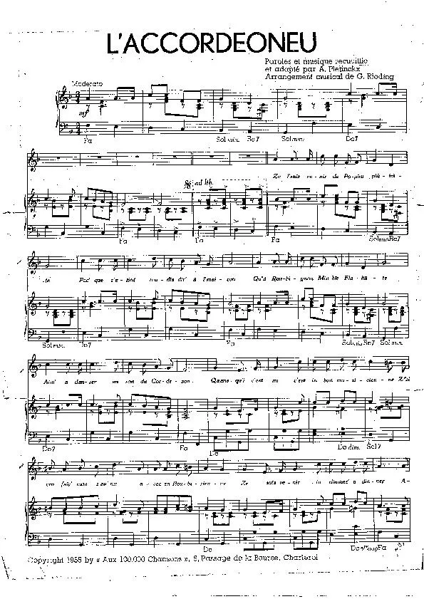 télécharger la partition d'accordéon L'accordéoneu (Arrangement : George Rieding) (Chant : Bob Dechamps / Andrex) au format PDF