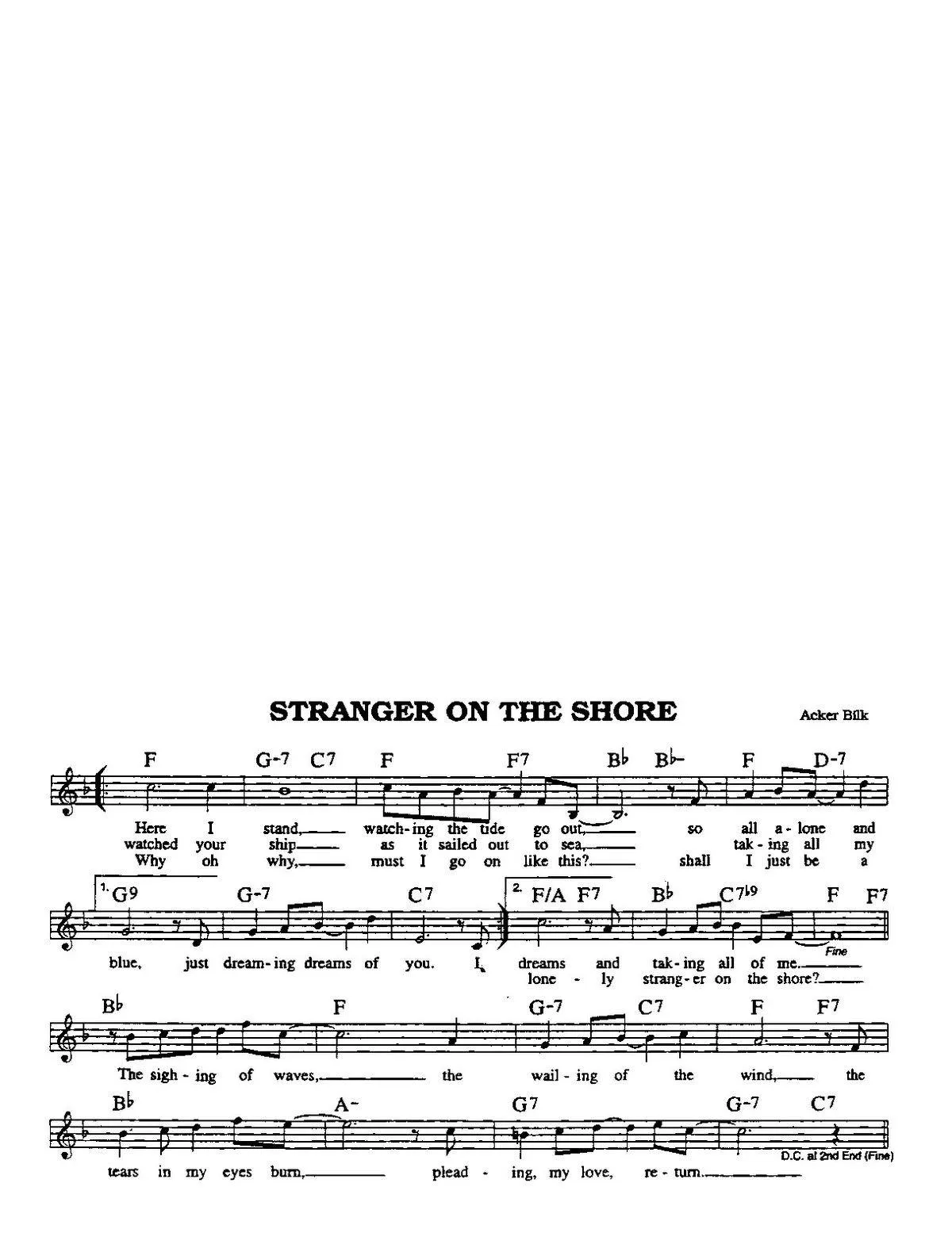 télécharger la partition d'accordéon Stranger on the shore (Slow) au format PDF