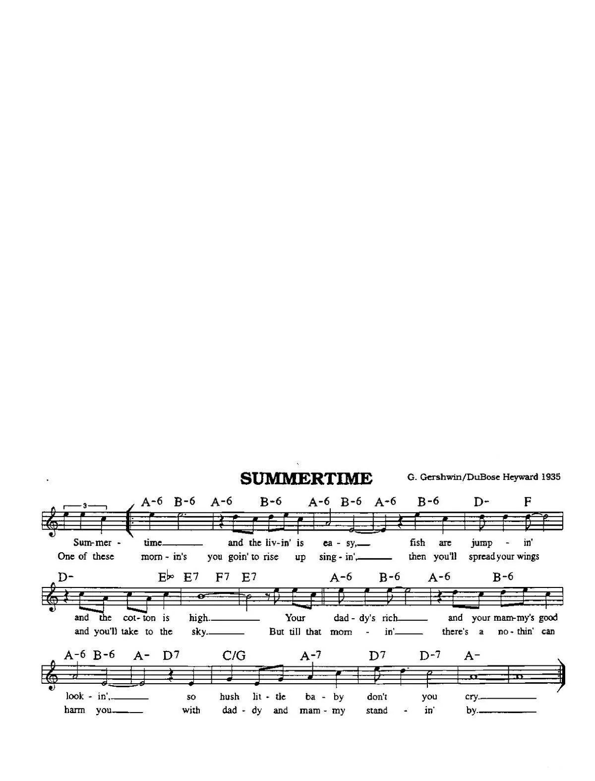 télécharger la partition d'accordéon Summertime (Slow Rock) au format PDF