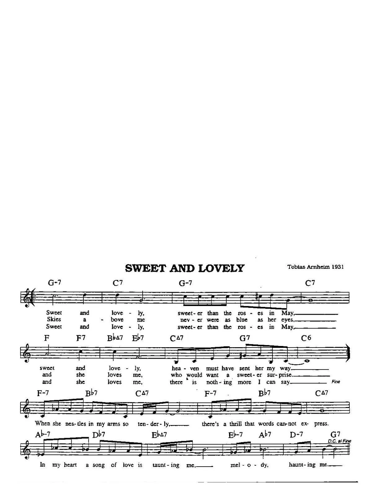 télécharger la partition d'accordéon Sweet and lovely (Chant : Guy Lombardo) (Swing Madison) au format PDF