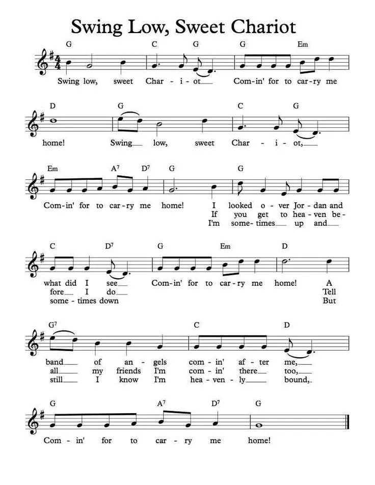 télécharger la partition d'accordéon Swing low Sweet chariot (Interprètes : Bill Monroe & His Blue Grass Boys) (Country) au format PDF