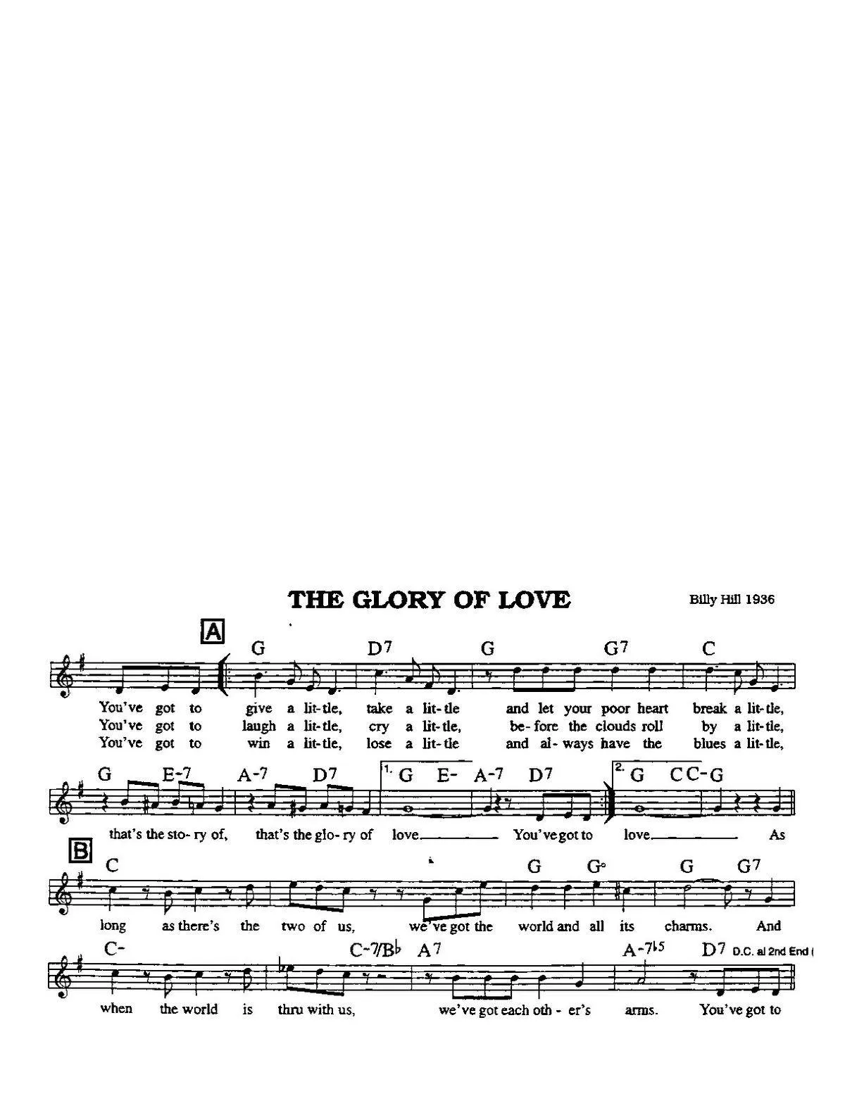 télécharger la partition d'accordéon The glory of love (Interprètes : Benny Goodman Orchestra & Helen Ward) (Fox-Trot) au format PDF