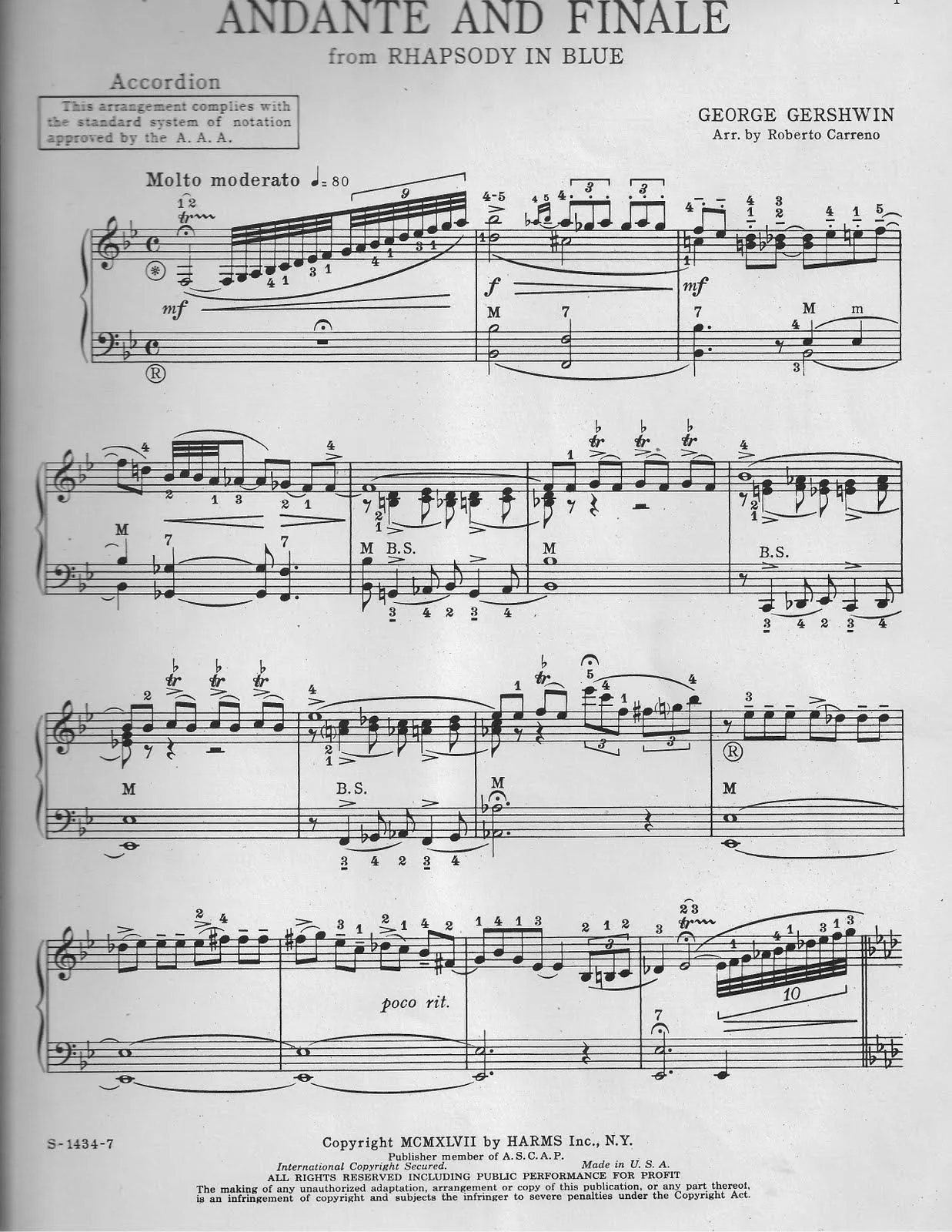 télécharger la partition d'accordéon Andante and Finale / From Rhapsody in Blue (Arrangement : Roberto Carreno) (Accordéon) au format PDF