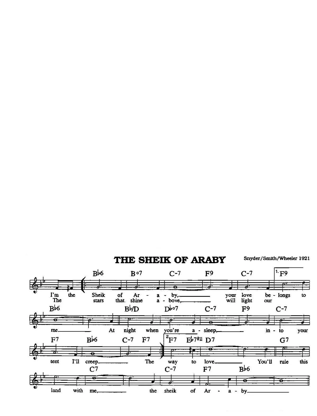 télécharger la partition d'accordéon The Sheik of Araby (Swing) au format PDF