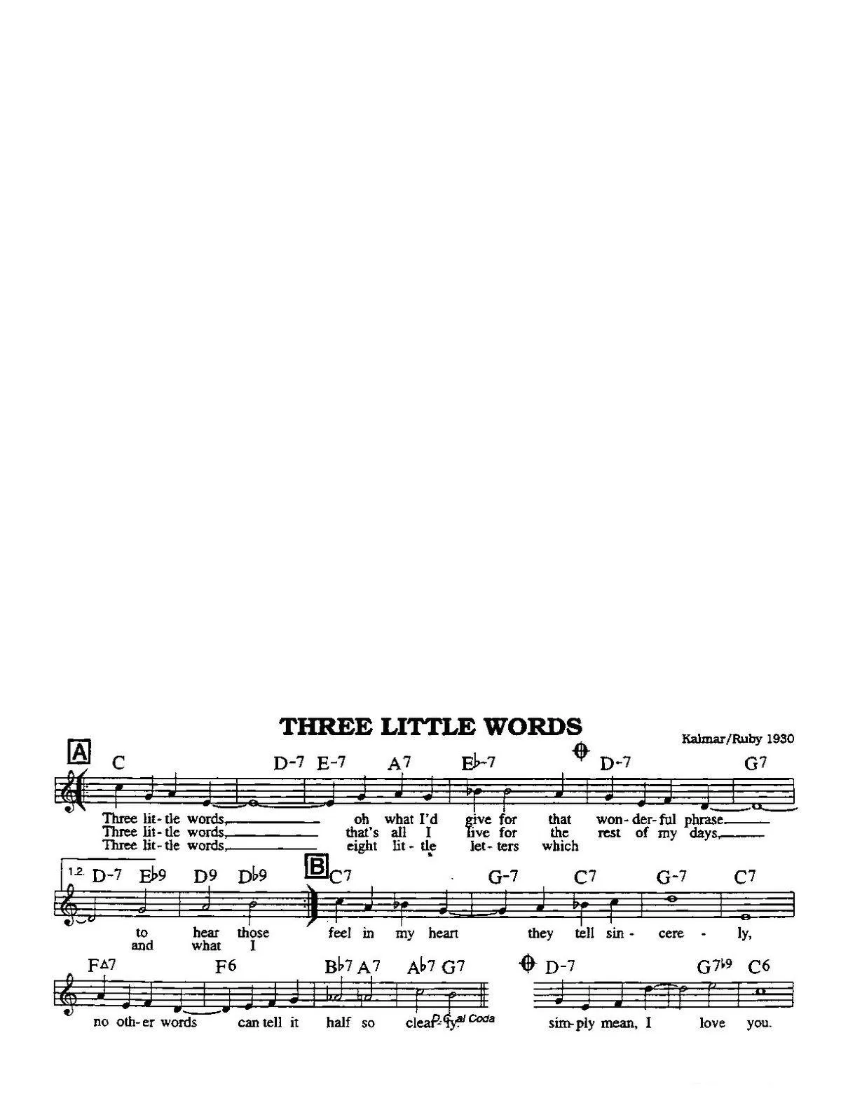 télécharger la partition d'accordéon Three little words (Interprètes : The Rhythm Boys) (Fox-Trot) au format PDF