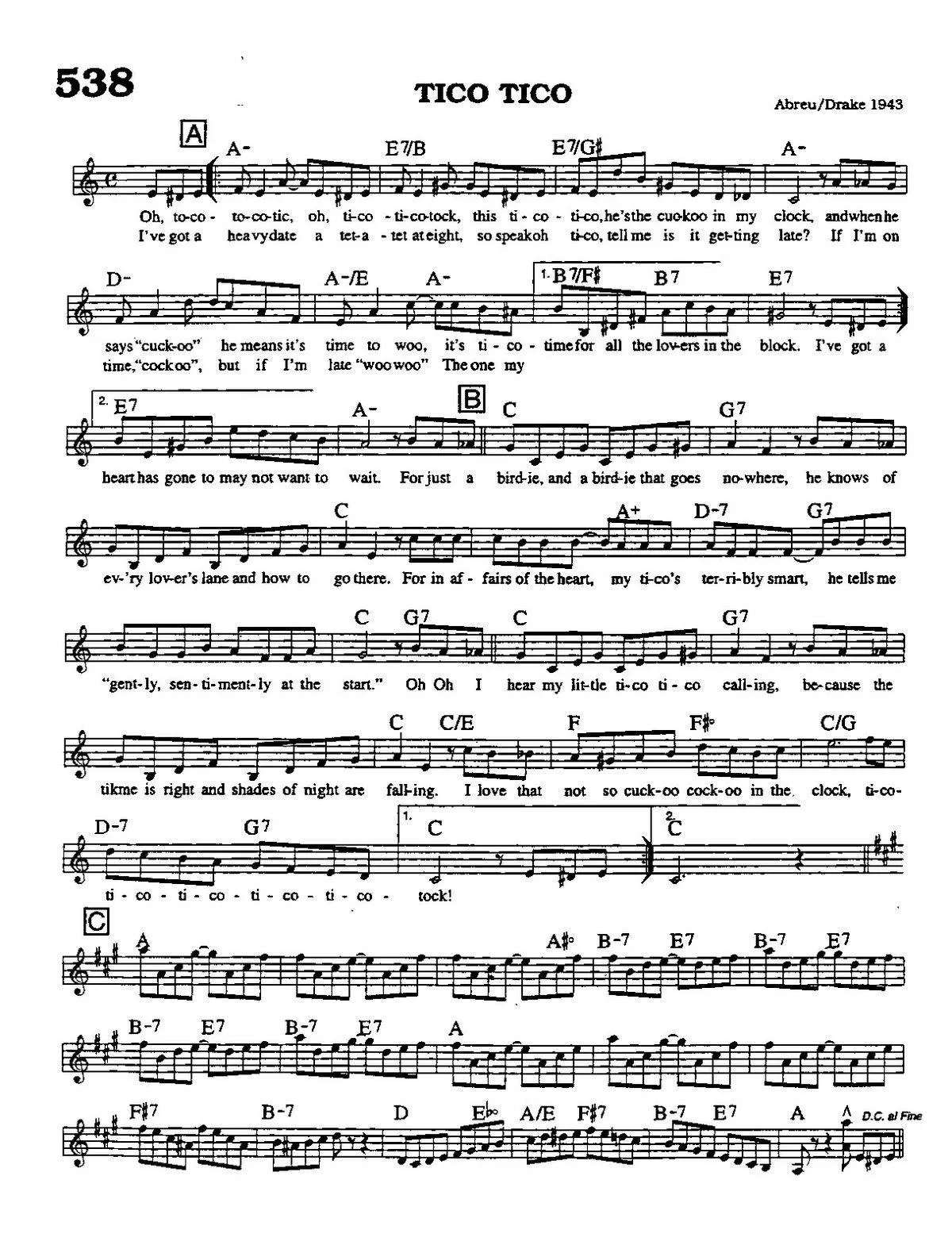 télécharger la partition d'accordéon Tico tico (Samba) au format PDF