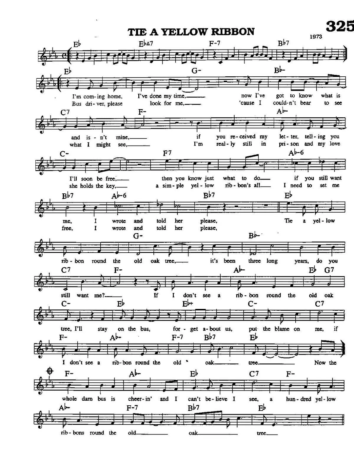 télécharger la partition d'accordéon Tie a yellow ribbon 'round the ole oak tree (Interprètes : Tony Orlando & Dawn) (Quickstep linedance) au format PDF