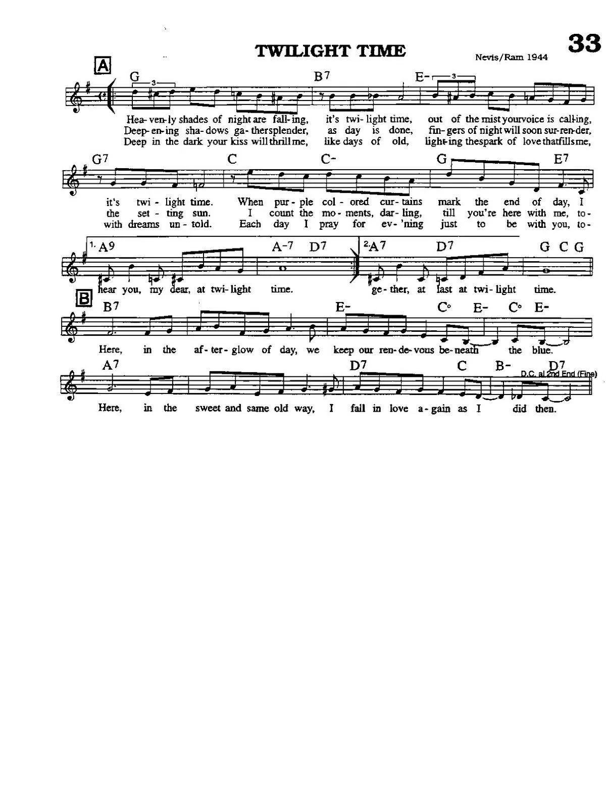 télécharger la partition d'accordéon Twilight time (Interprètes : The Platters) (Slow Rock) au format PDF