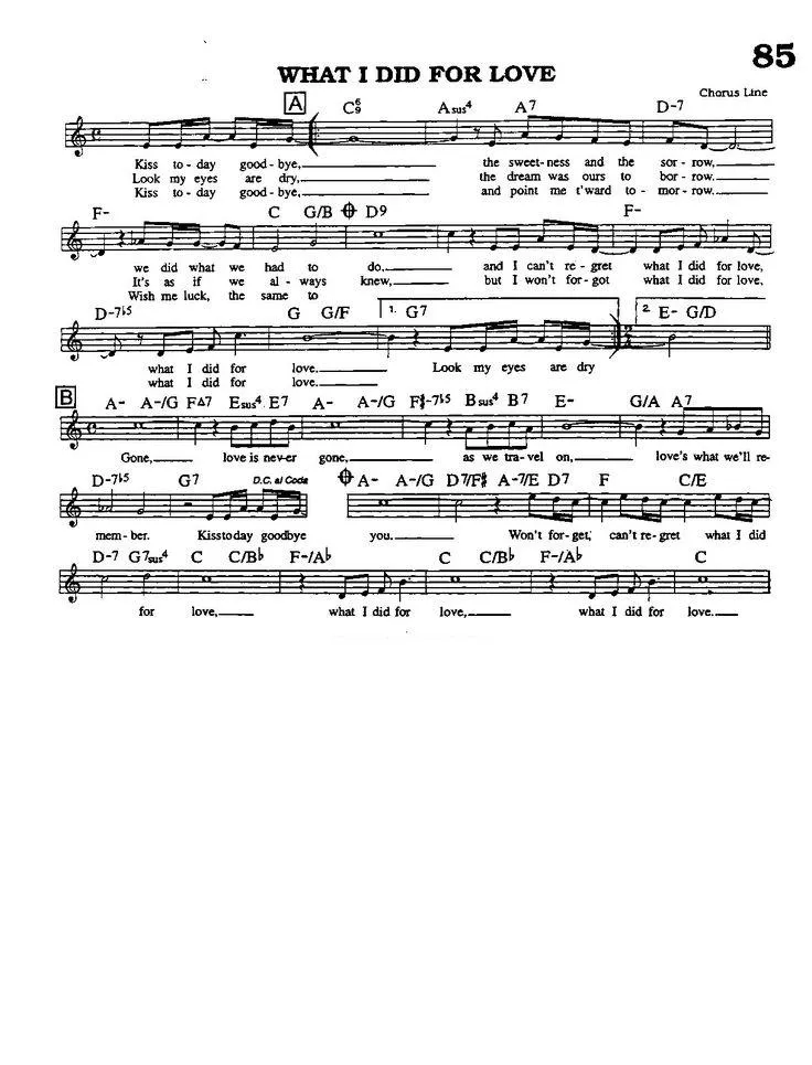 télécharger la partition d'accordéon What I did for love (Chant : Marcia Hines) (Slow) au format PDF