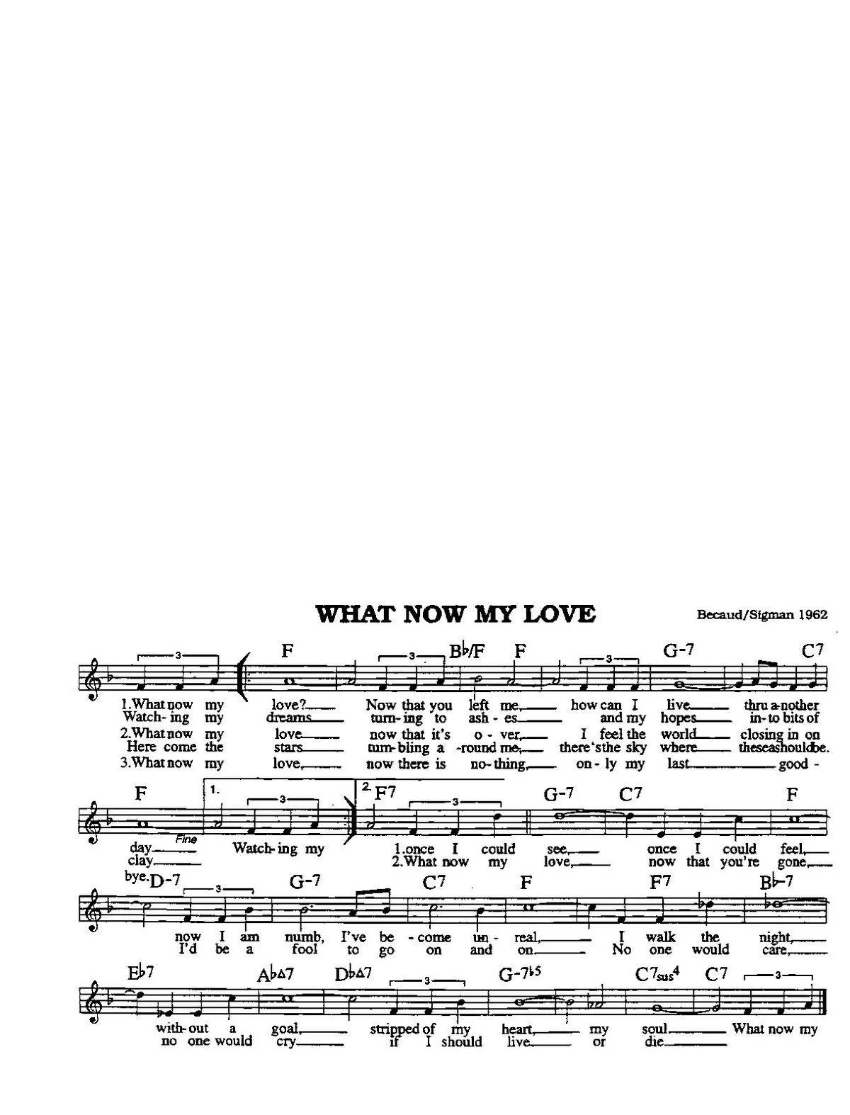 télécharger la partition d'accordéon What now my love (Slow Rock) au format PDF