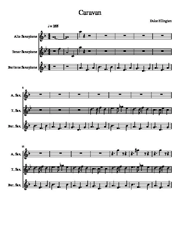 télécharger la partition d'accordéon Caravan (Pour Trio de Saxophones) au format PDF