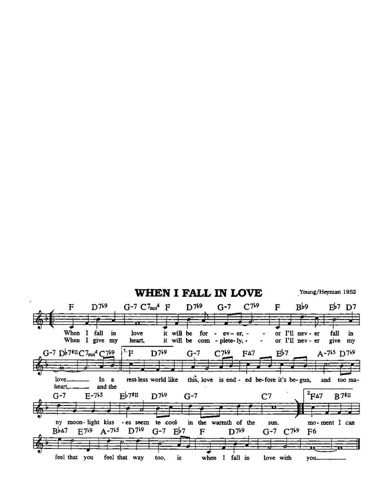 télécharger la partition d'accordéon When I fall in love (Chant : Nat King Cole) (Slow) au format PDF