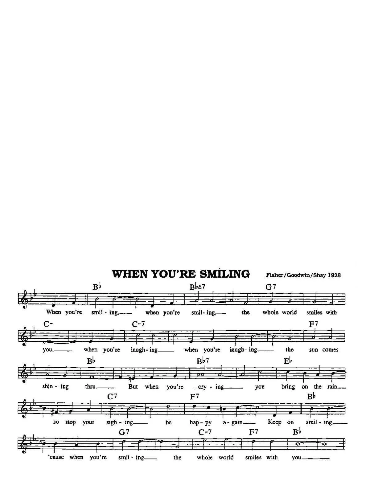 télécharger la partition d'accordéon When you're smiling (Chant : Frank Sinatra) (Swing) au format PDF