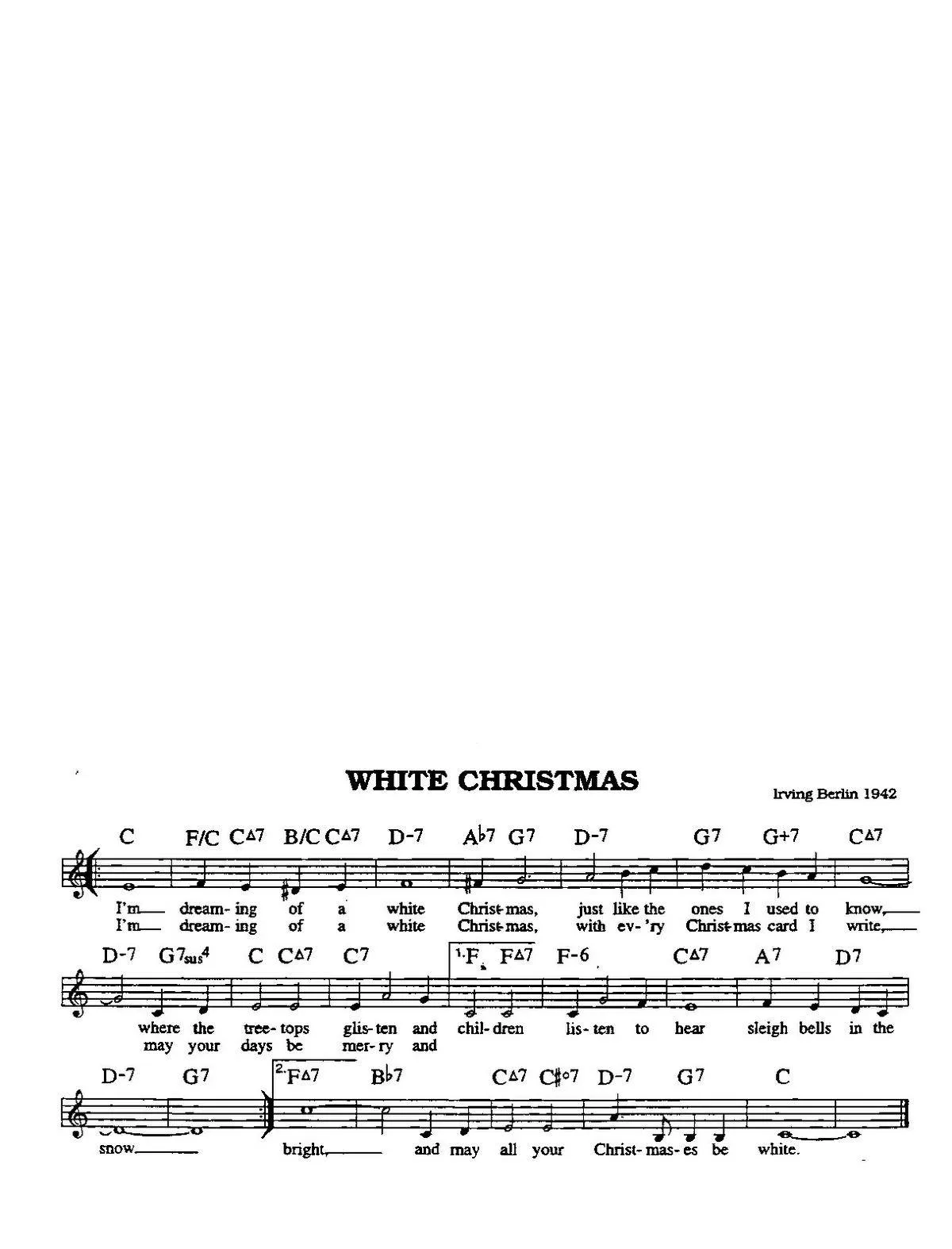 télécharger la partition d'accordéon White Christmas (Chant de Noël) au format PDF