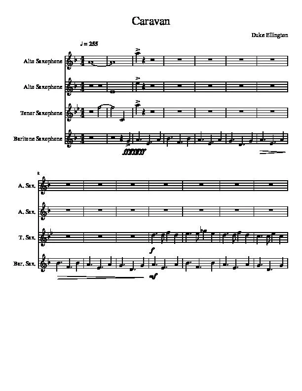 télécharger la partition d'accordéon Caravan (Pour Quatuor de Saxophones) au format PDF