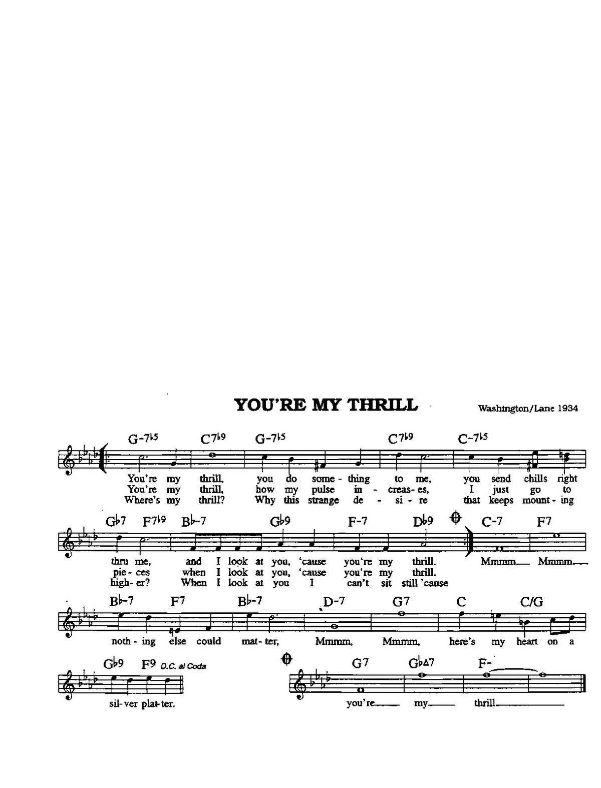 télécharger la partition d'accordéon You're my thrill (Du Film : Here comes the Band) (Chant : Doris Day) (Slow) au format PDF
