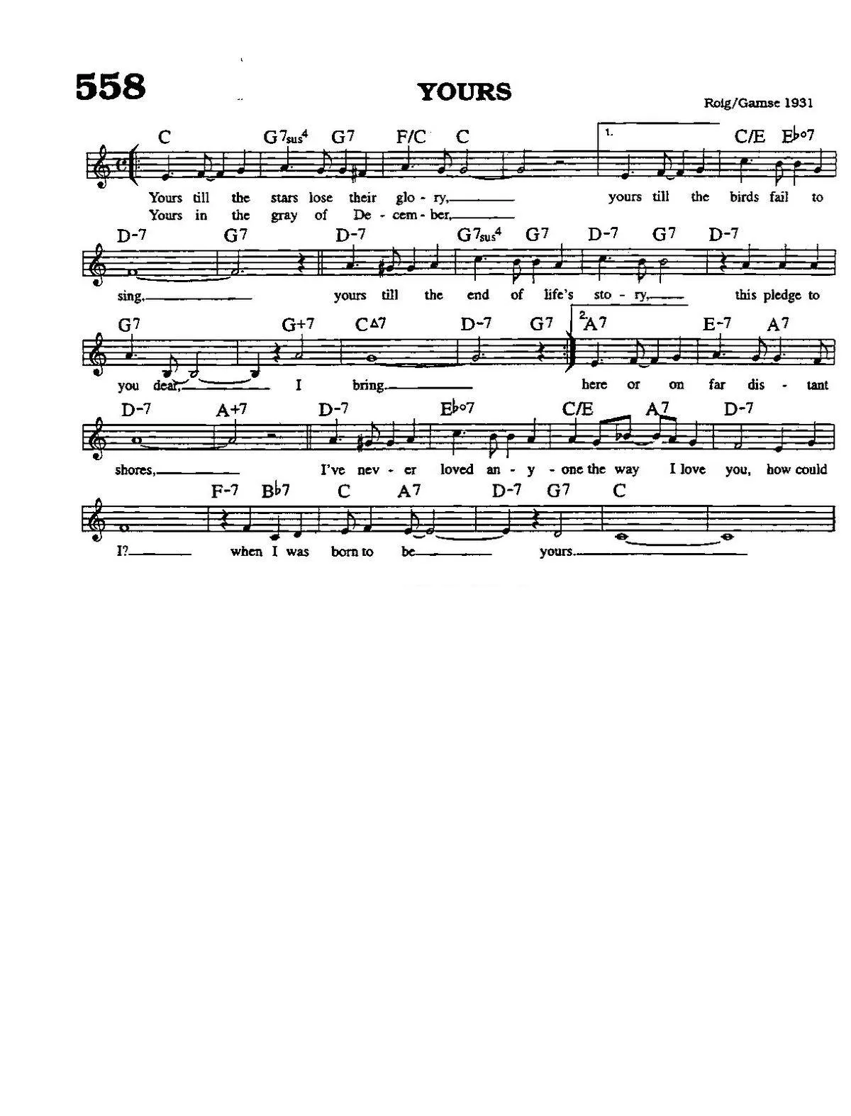 télécharger la partition d'accordéon Yours (Quiéreme mucho) (Chant : Engelbert Humperdinck) (Boléro) au format PDF