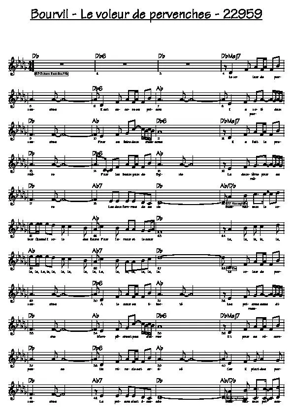 télécharger la partition d'accordéon Le voleur de pervenches (Chant : Bourvil) (Relevé) au format PDF