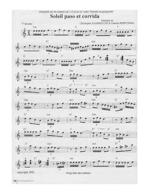 télécharger la partition d'accordéon Soleil Paso et Corrida (Paso Doble) au format PDF