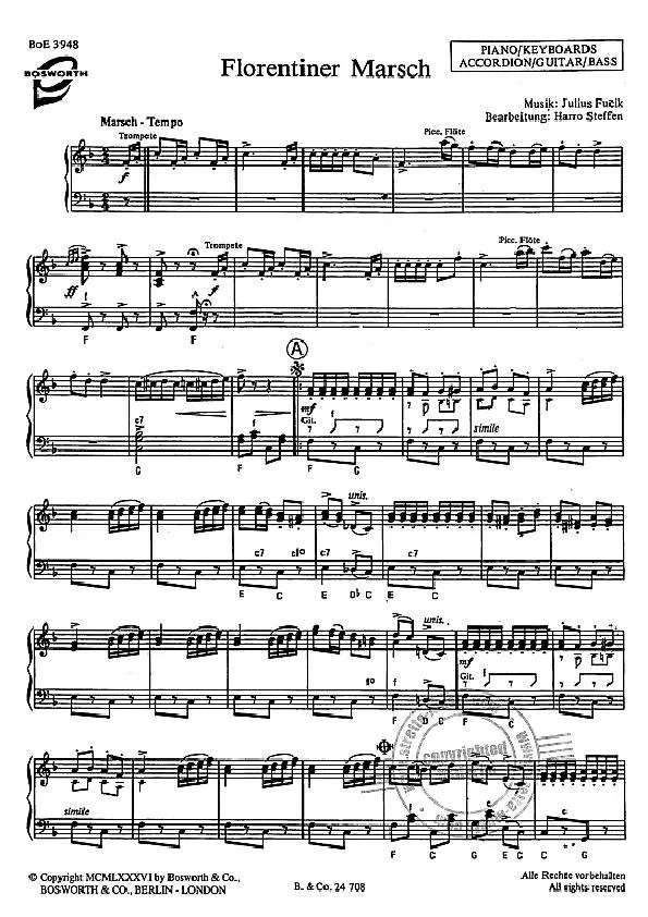 télécharger la partition d'accordéon Florentiner Marsch (Arrangement : Harro Steffen) (Marche) au format PDF