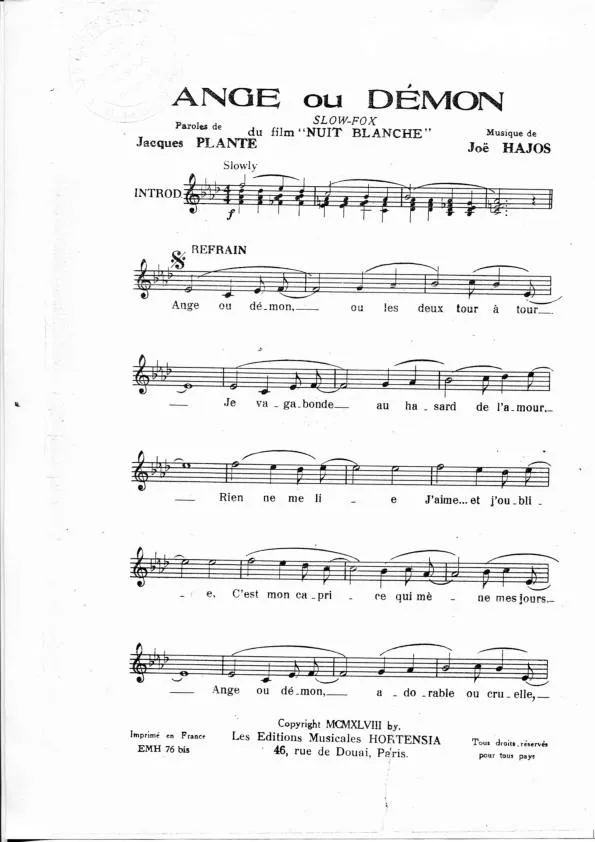 télécharger la partition d'accordéon Ange ou Démon (Du Film : Nuit Blanche) au format PDF