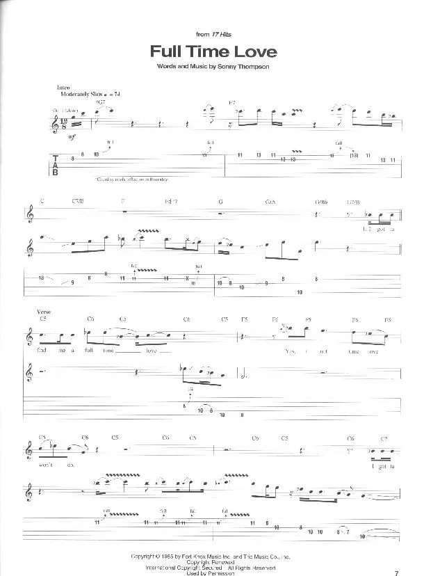 télécharger la partition d'accordéon Full time love (Chant : Freddie King) (Slow Rock) au format PDF