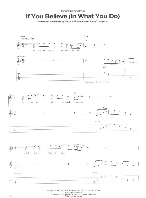 télécharger la partition d'accordéon If you believe (in what you do) (Chant : Freddie King) (Slow Rock) au format PDF