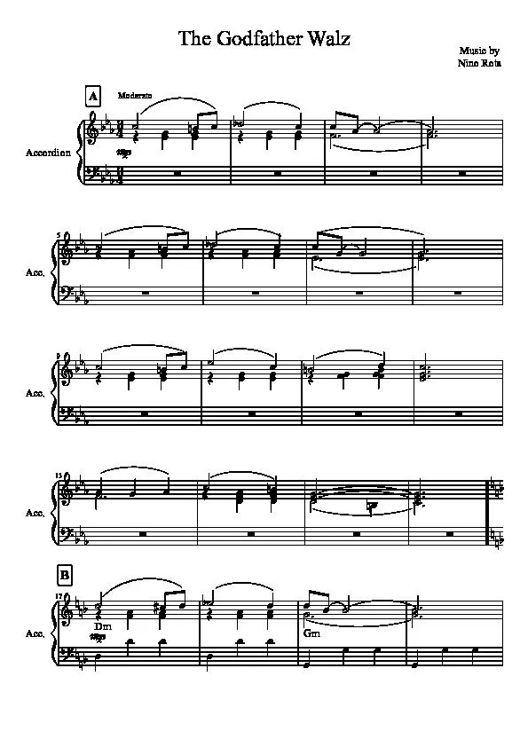 télécharger la partition d'accordéon The Godfather Walz (Accordéon) au format PDF