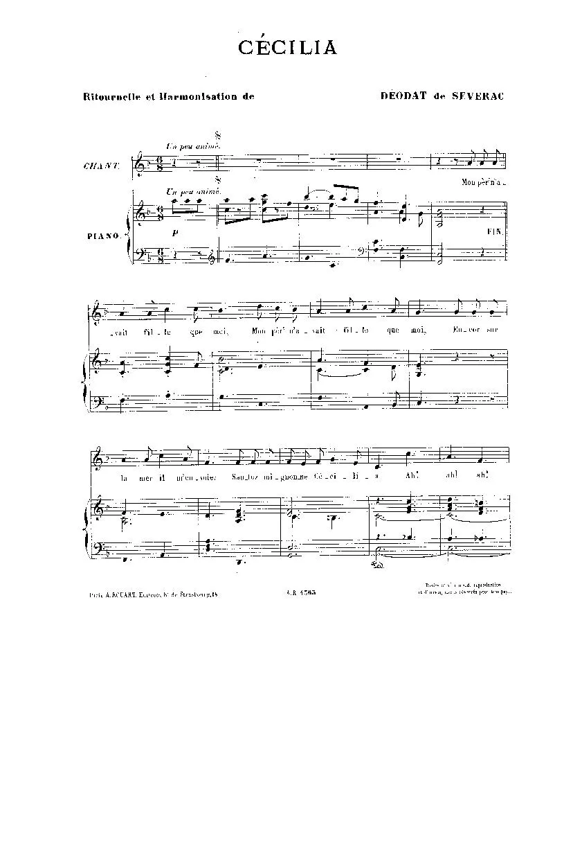 télécharger la partition d'accordéon Cécilia (Chant : Yvette Guilbert) (Valse) au format PDF