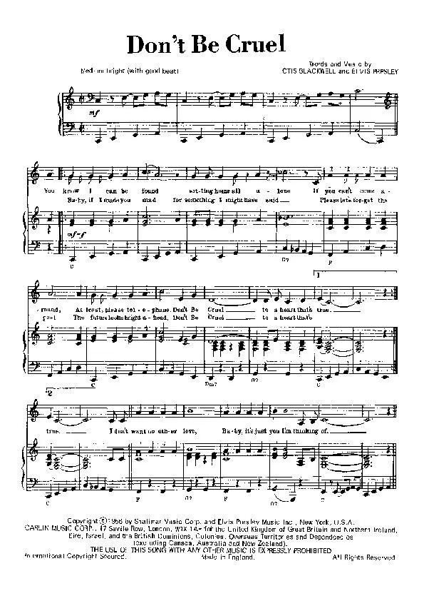 télécharger la partition d'accordéon Don't be cruel (Rock and Roll) au format PDF