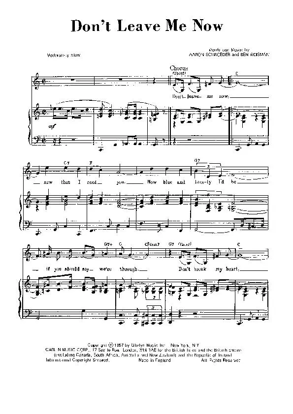 télécharger la partition d'accordéon Don't leave me now (Chant : Elvis Presley) (Slow) au format PDF