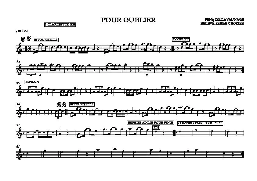 télécharger la partition d'accordéon Pour Oublier (Chant : Kendji Girac) (Parties : Cuivres + Basses) au format PDF