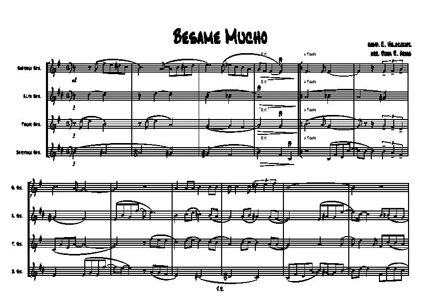 télécharger la partition d'accordéon Besame Mucho (Arrangement : Juan R Arias) (Quartet Saxophone) (Parties Cuivres) au format PDF
