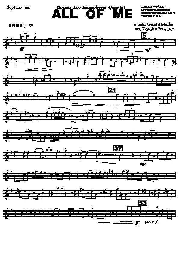 télécharger la partition d'accordéon All Of Me / Donna Lee Saxophone Quartet (Arrangement : Zdenko Ivanusic) (Parties Cuivres) au format PDF